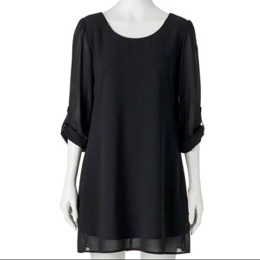 Black 3/4 length sleeves shift dress